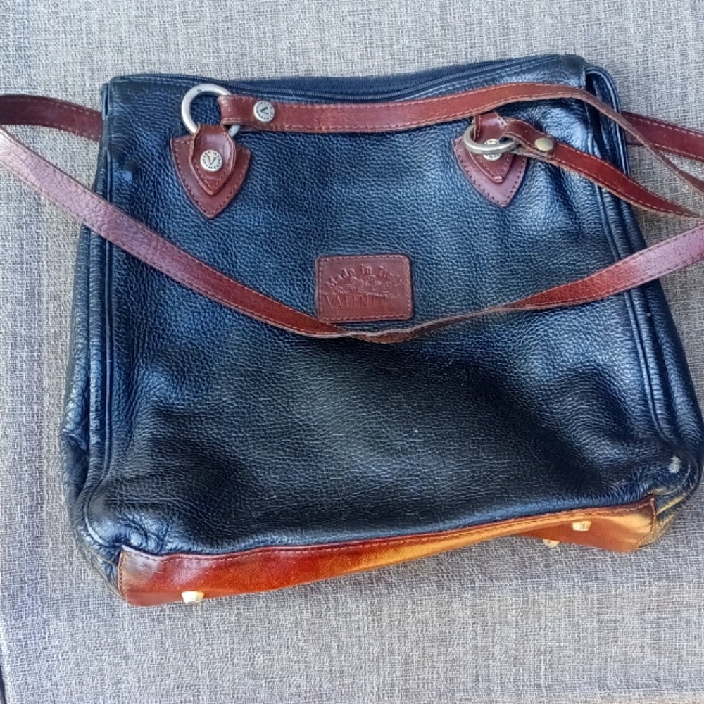 Valentina Classic Black and Brown Leather Bag